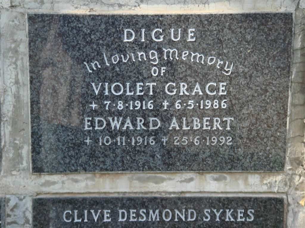 DIGUE Edward Albert 1916-1992 &amp; Violet Grace 1916-1986