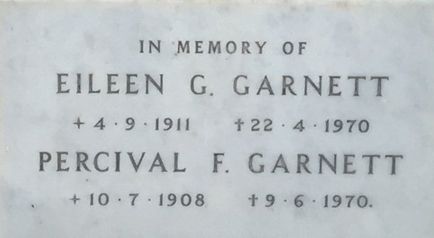 GARNETT Percival F. 1908-1970 &amp; Eileen G. 1911-1970