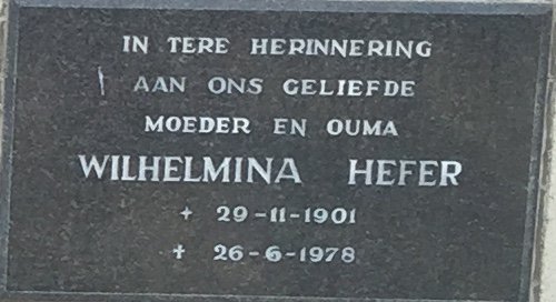 HEFER Wilhelmina 1901-1978