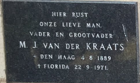KRAATS M.J., van der 1889-1971