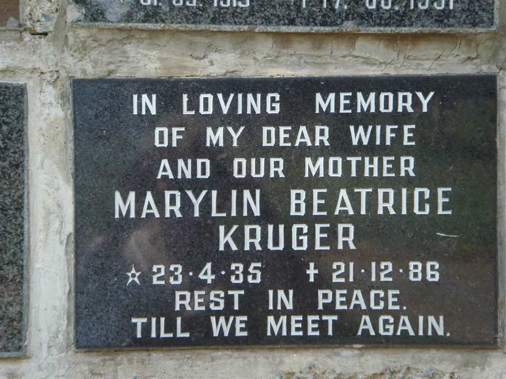 KRUGER Marylin Beatrice 1935-1986
