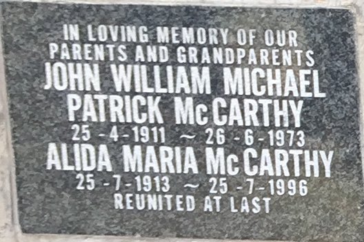 McCARTHY John William Michael Patrick 1911-1973 &amp; Alida Maria 1913-1996
