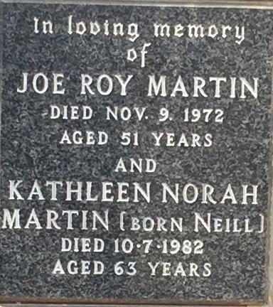 MARTIN Joe Roy -1972 &amp; Kathleen Norah NEILL -1982
