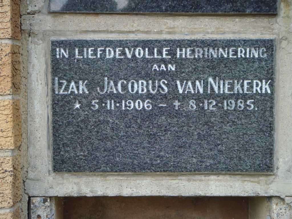 NIEKERK Izak Jacobus, van 1906-1985