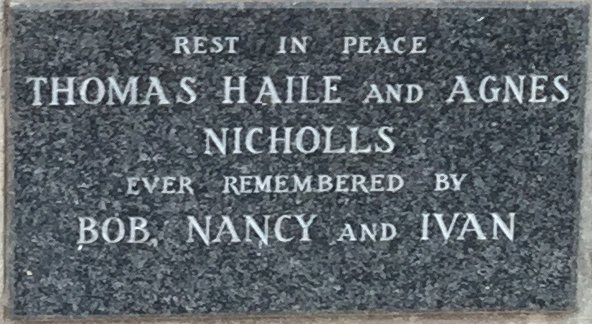 NICHOLLS Thomas Haile &amp; Agnes