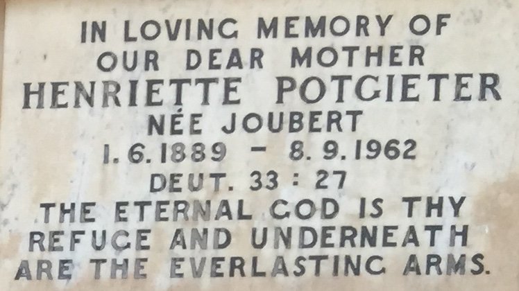 POTGIETER Henriette nee JOUBERT 1889-1962