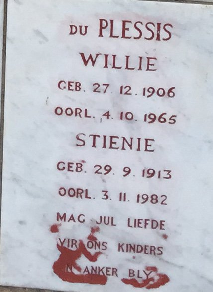 PLESSIS Willie, du 1906-1965 &amp; Stienie 1913-1982
