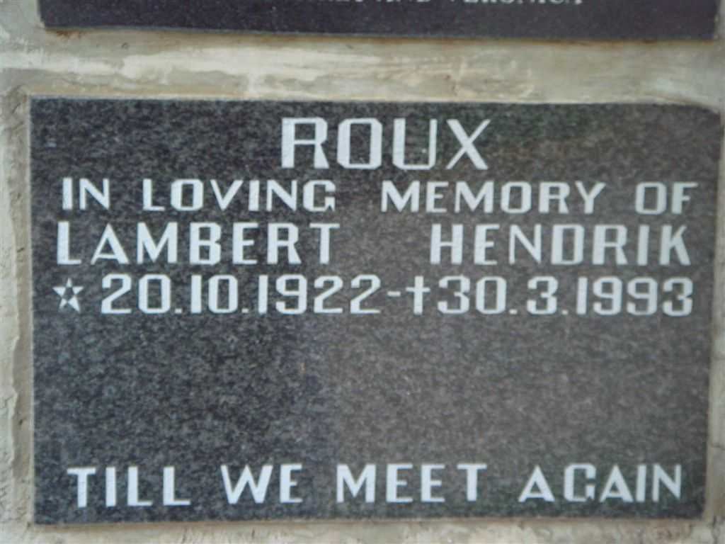 ROUX Lambert Hendrik 1922-1993