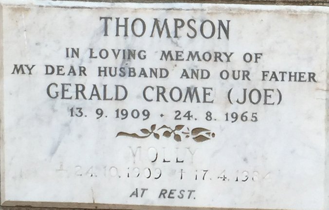 THOMPSON Gerald Crome 1909-1965 &amp; Molly 1909-1984