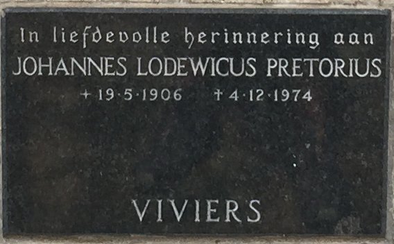 VIVIERS Johannes Lodewicus Pretorius 1906-1974