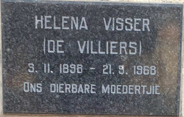 VISSER Helena nee DE VILLIERS 1898-1968