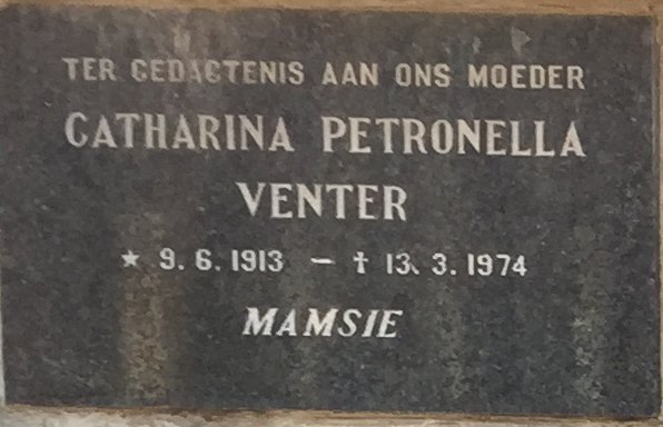 VENTER Catharina Petronella 1913-1974