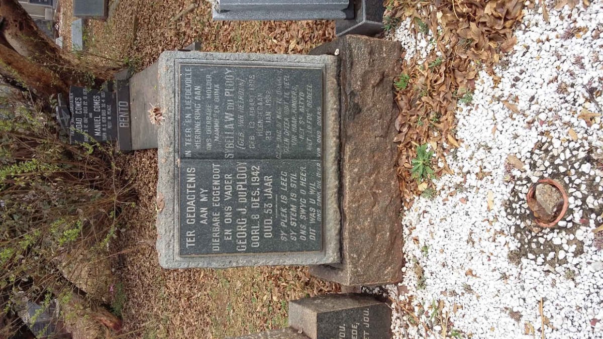 PLOOY Georg J., du -1942 &amp; Sybella W. VAN HEERDEN 1895-1982