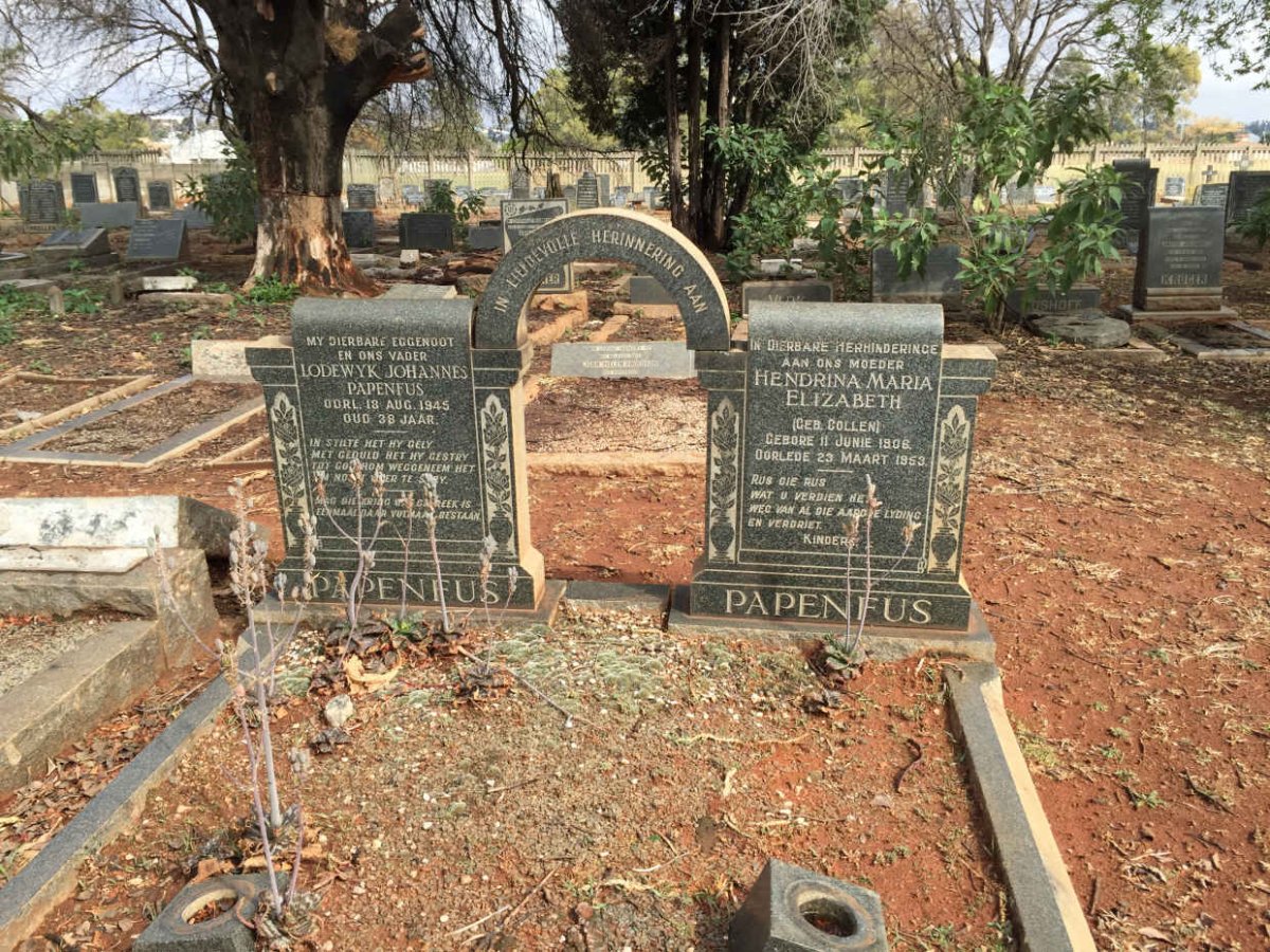 PAPENFUS Lodewyk Johannes -1945 &amp; Hendrina Maria Elizabeth COLLEN 1906-1953