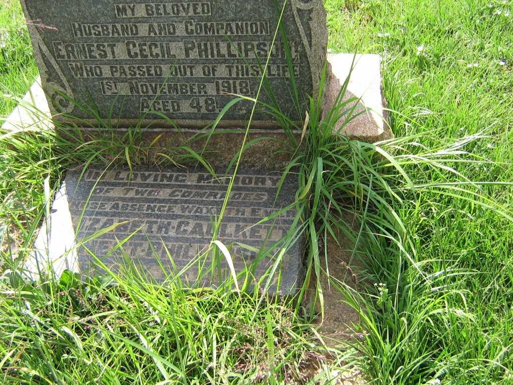 PHILLIPSON Ernest Cecil -1918 &amp; CAULKETT Elizabeth formerly PHILLIPSON -1927