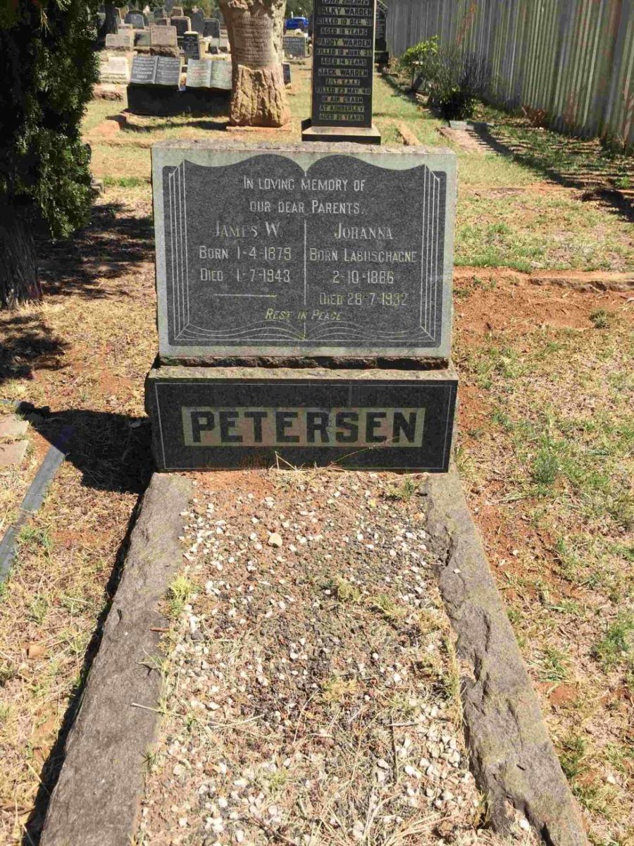 PETERSEN James W. 1879-1943 &amp; Johanna LABUSCHAGNE 1886-1932