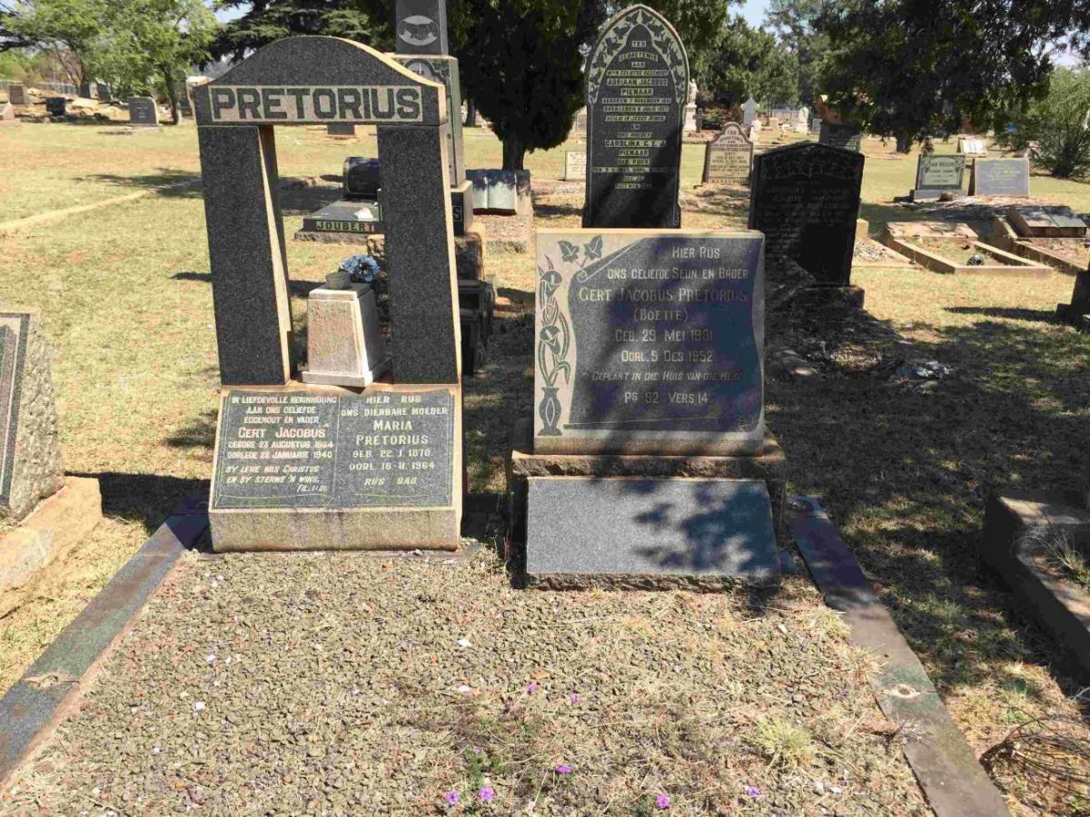 PRETORIUS Gert Jacobus 1864-1940 &amp; Maria 1876-1964 :: PRETORIUS Gert Jacobus 1931-1952