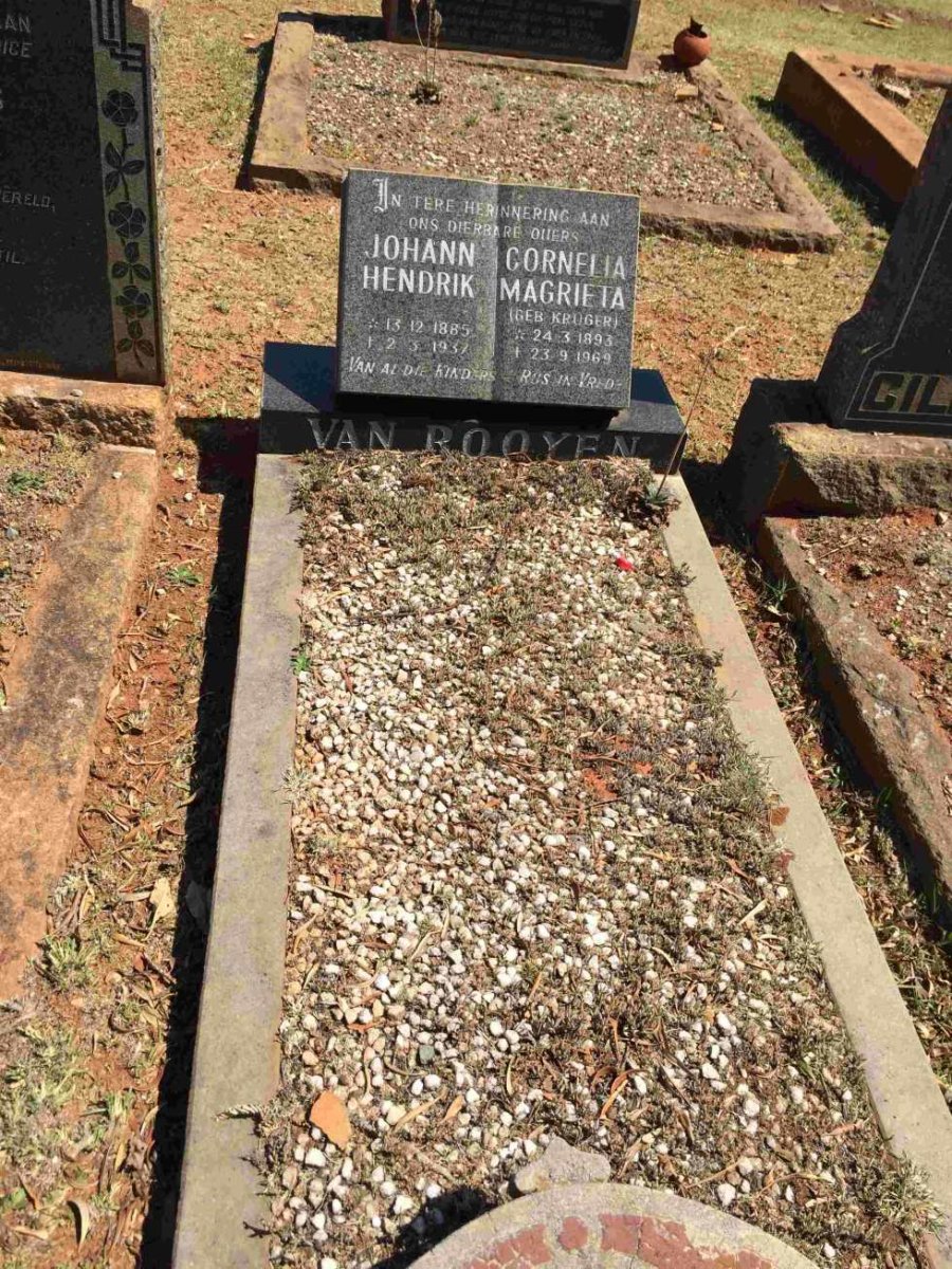 ROOYEN Johann Hendrik, van 1885-1937 &amp; Cornelia Magrieta KRUGER 1893-1969