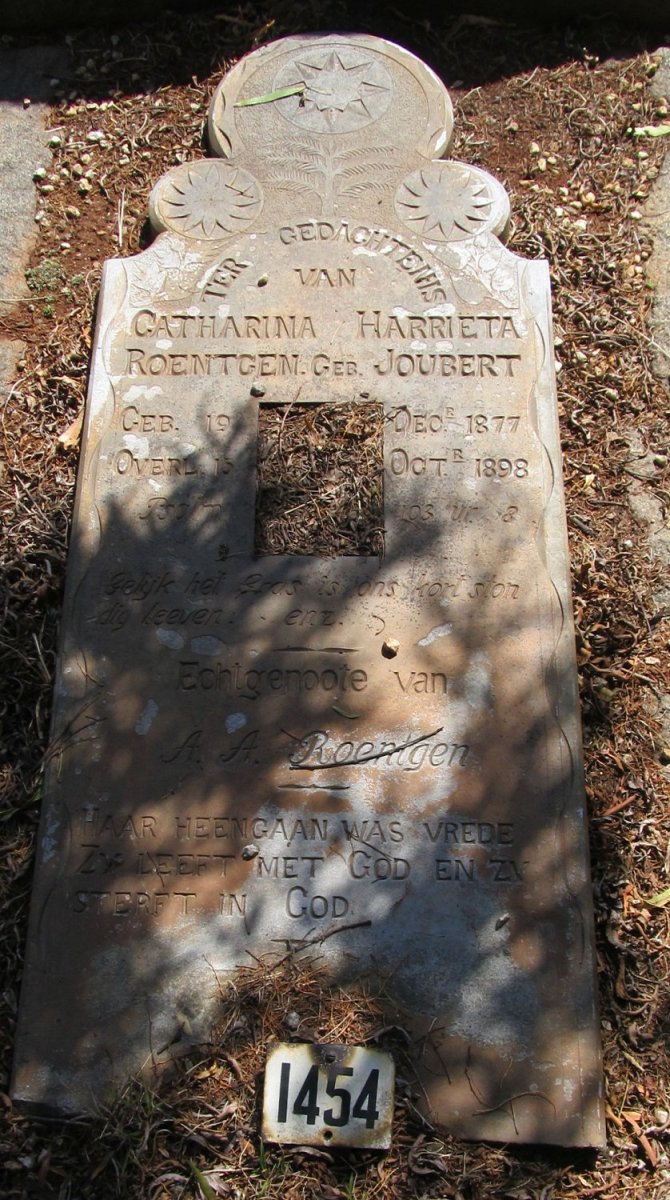 ROENTGEN Catharina Harrieta nee JOUBERT 1877-1898