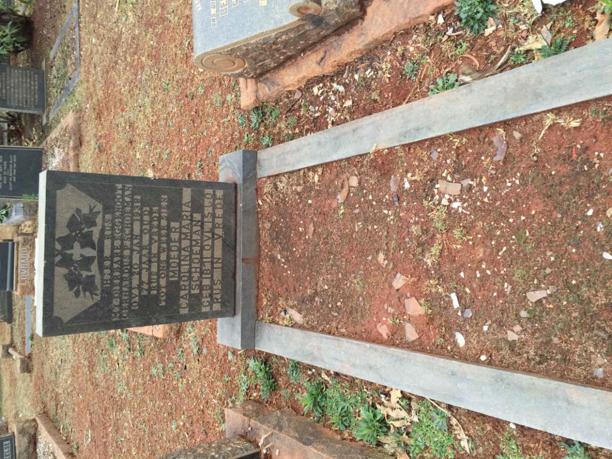 SCHOEMAN Gerhardus P. -1938 &amp; Carolina Maria 1871-1960