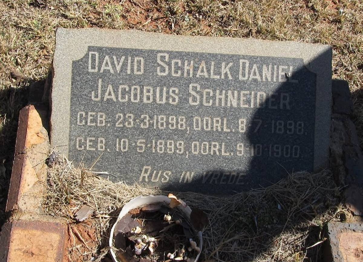 SCHNEIDER David Schalk Daniel 1898-1898 :: SCHNEIDER Jacobus 1899-1900