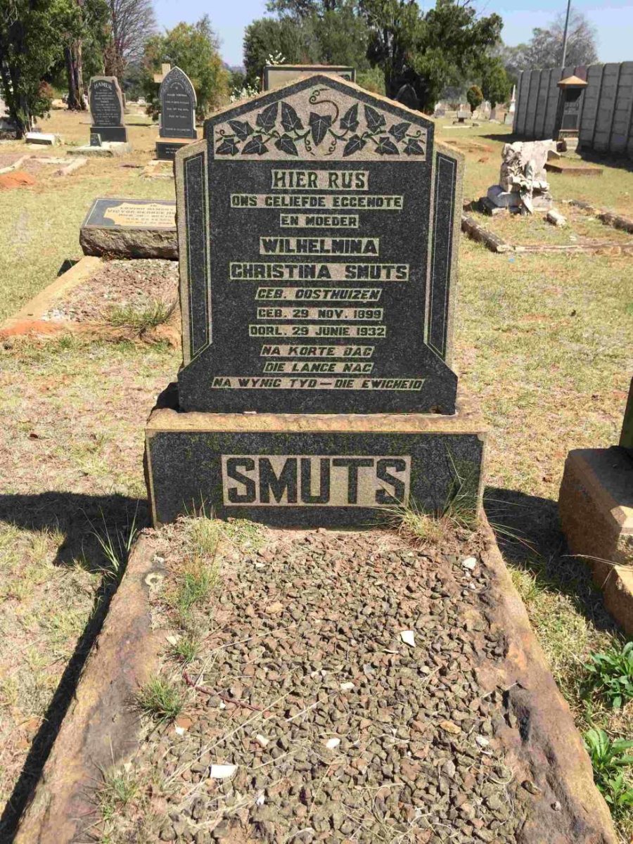 SMUTS Wilhelmina Christina nee OOSTHUIZEN 1899-1932