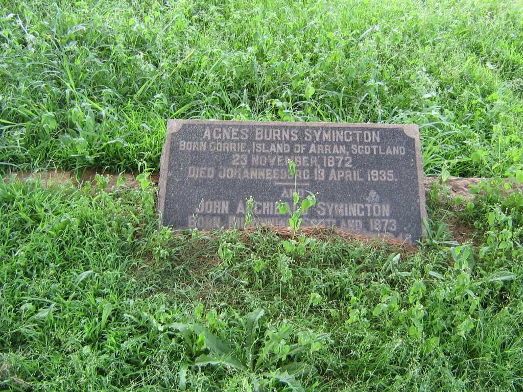 SYMINGTON John Archibald 1873-? &amp; Agnes Burns 1872-1935