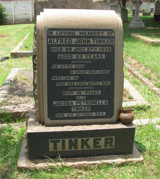 TINKER Alfred John -1939 &amp; Jacoba Petronella -1954