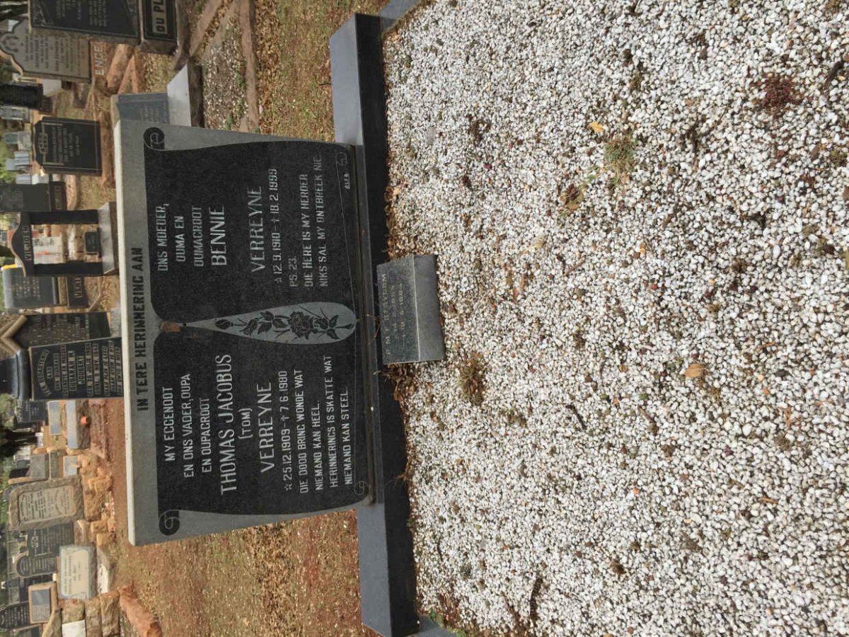 VERREYNE Thomas Jacobus 1909-1980 &amp; Bennie 1910-1999 :: STRYDOM ?.M.J. 18??-19??