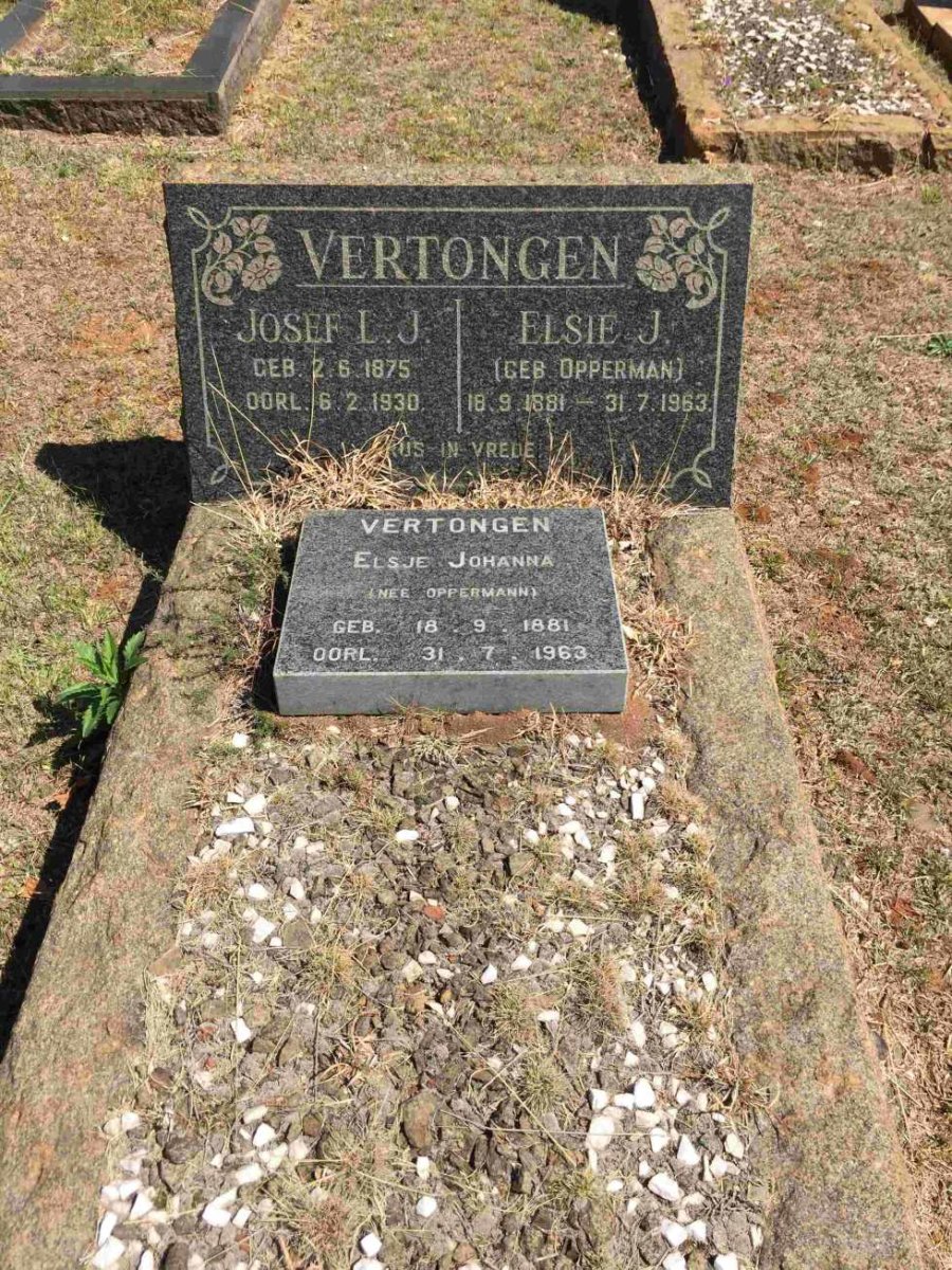 VERTONGEN Josef L.J. 1875-1930 &amp; Elsje Johanna OPPERMAN 1881-1963