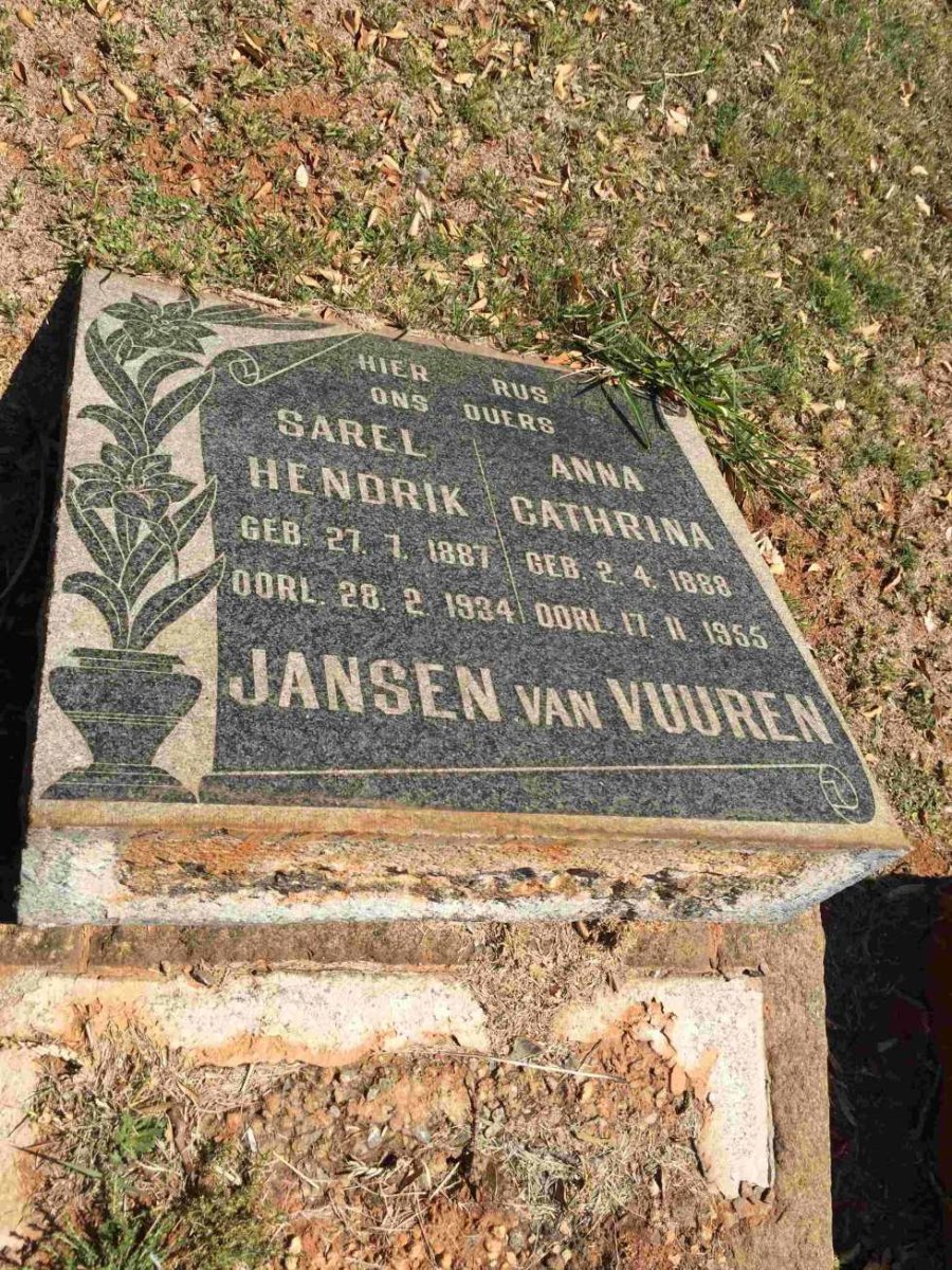 VUUREN Sarel Hendrik, Jansen van 1887-1934 &amp; Anna Cathrina 1888-1955