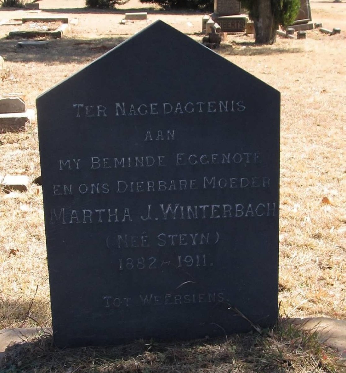 WINTERBACH Martha J. nee STEYN 1882-1911