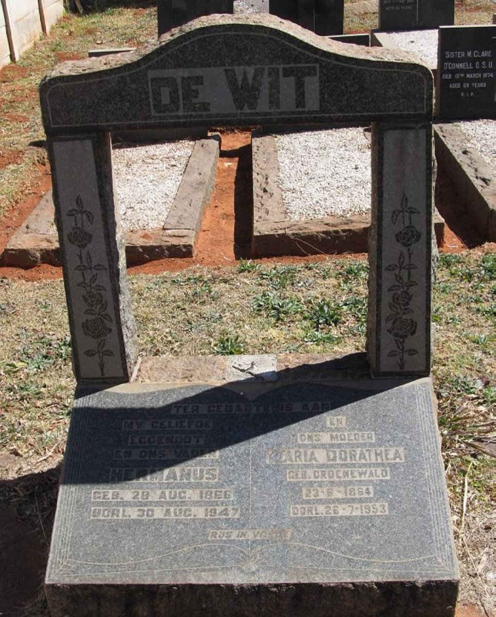 WIT Hermanus, de 18?6-1947 &amp; Maria Dorathea GROENEWALD 1864-1953
