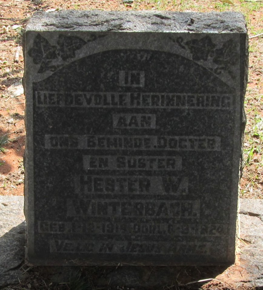 WINTERBACH Hester W. 191?-1924