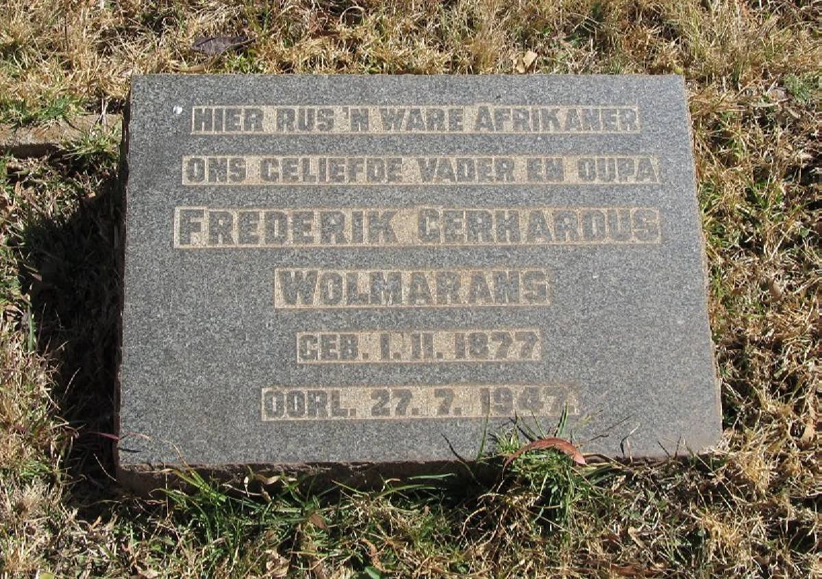 WOLMARANS Frederik Gerhardus 1877-1947
