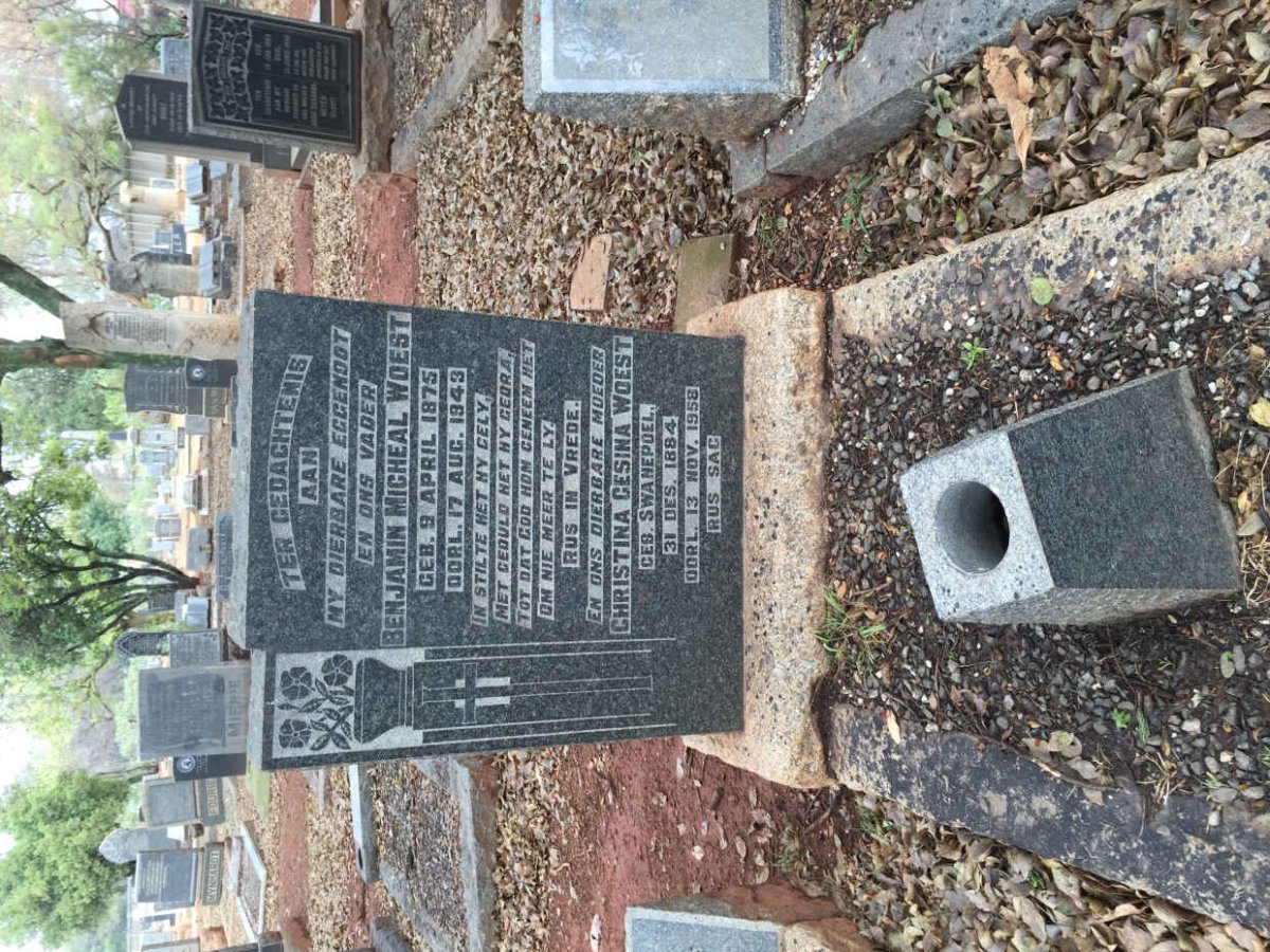 WOEST Benjamin Micheal 1875-1943 &amp; Christina Gesina SWANEPOEL 1884-1958