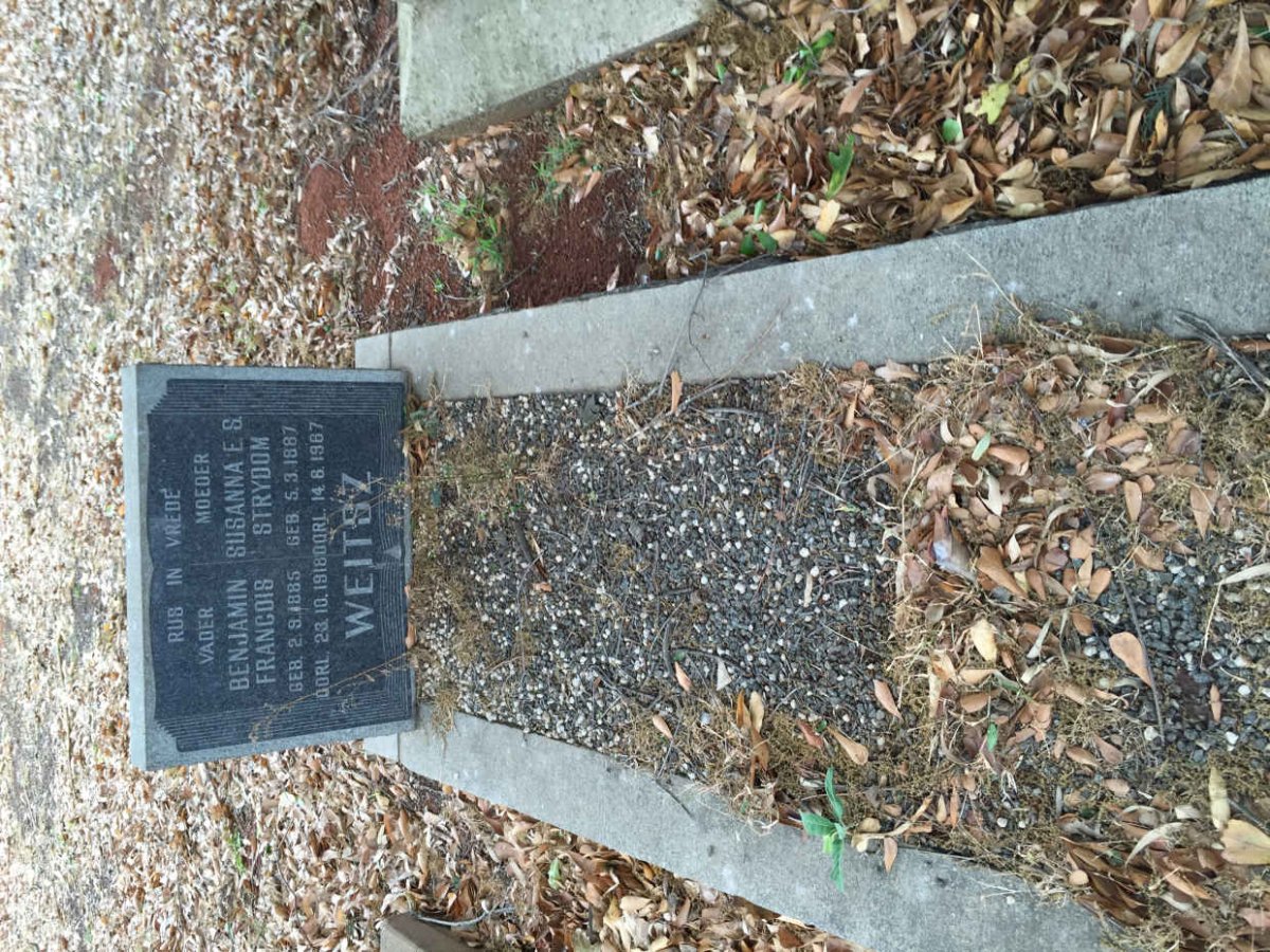 WEITSZ Benjamin Francois 1885-1918 &amp; Susanna E.S. STRYDOM 1887-1967