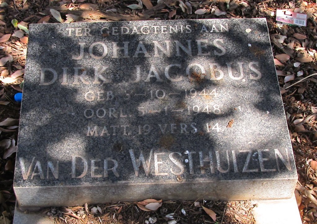 WESTHUIZEN Johannes Dirk Jacobus, van der 1944-1948
