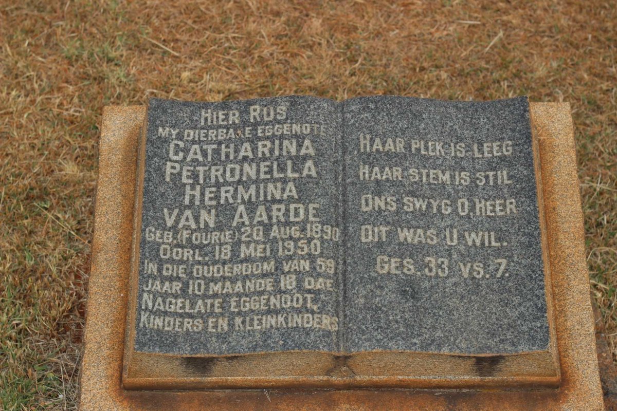 AARDE Catharina Petronella Hermina, van nee FOURIE 1890-1950