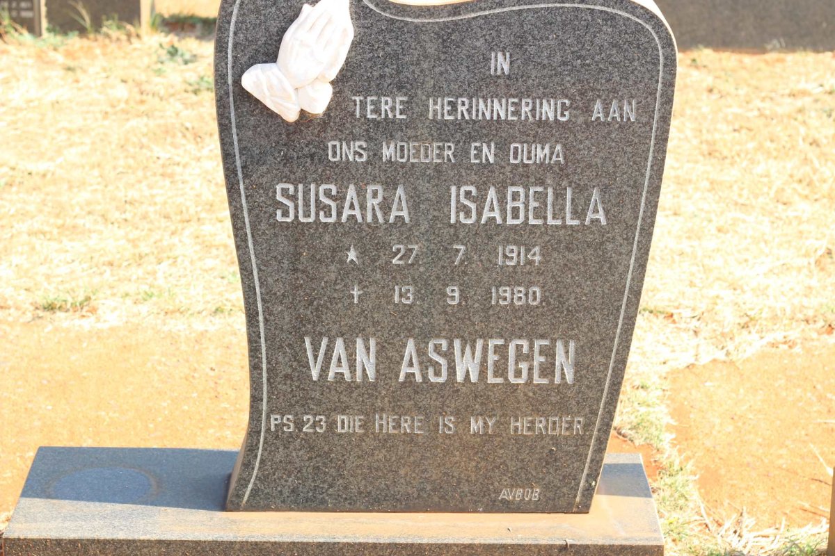 ASWEGEN Susara Isabella, van 1914-1980