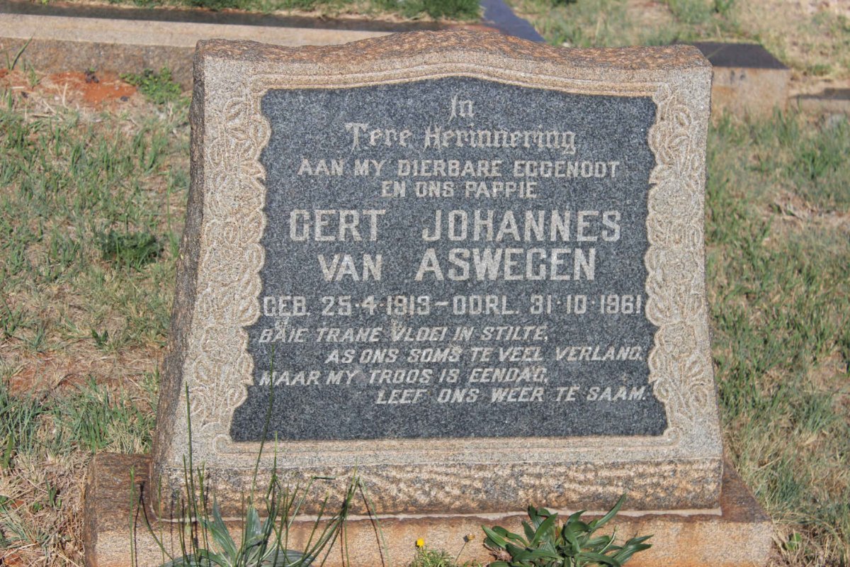 ASWEGEN Gert Johannes, van 1919-1961