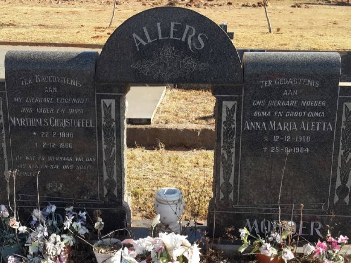 ALLERS Marthinus Christoffel 1896-1966 &amp; Anna Maria Aletta 1900-1984