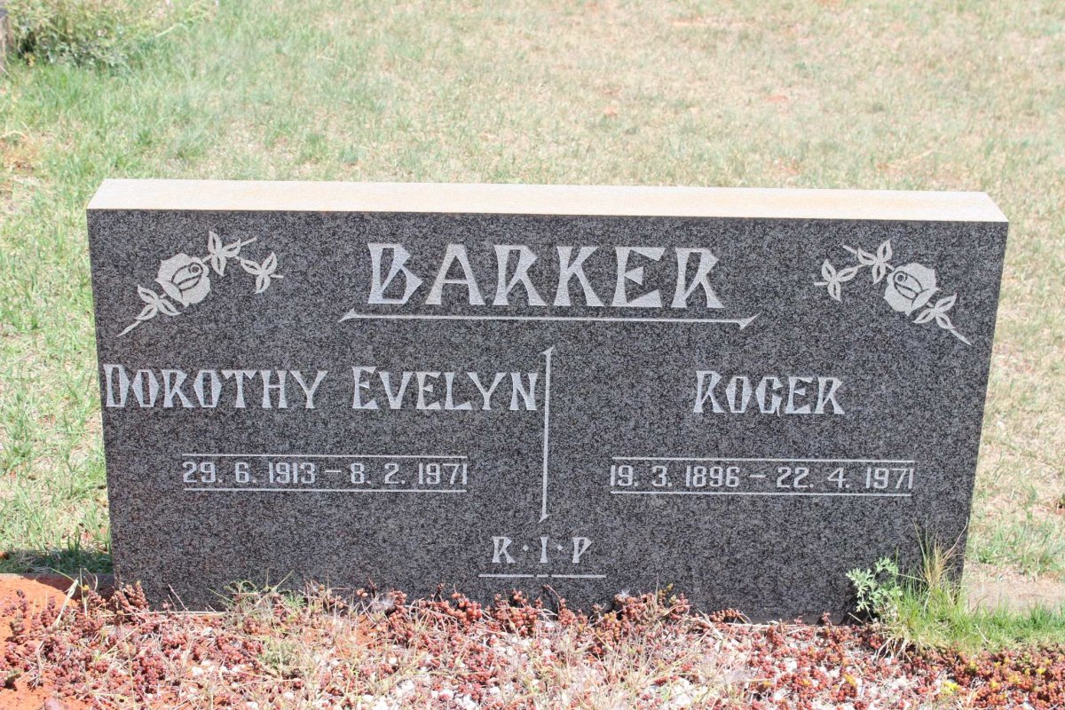 BARKER Roger 1896-1971 &amp; Dorothy Evelyn 1913-1971