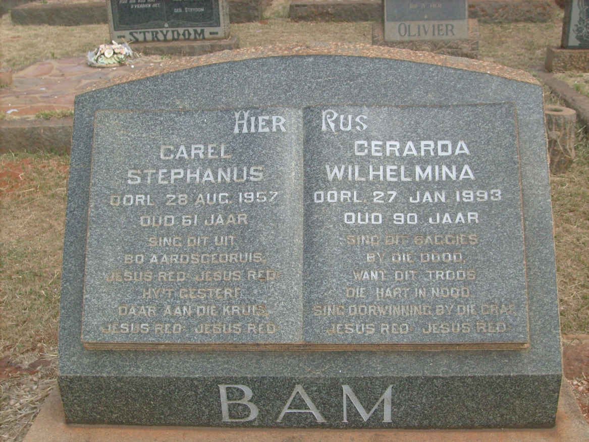 BAM Carel Stephanus -1957 &amp; Gerarda Wilhelmina -1993