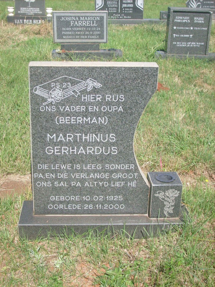 BEERMAN Marthinus Gerhardus 1925-2000