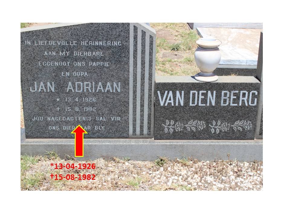 BERG Jan Adriaan, van den 1926-1982