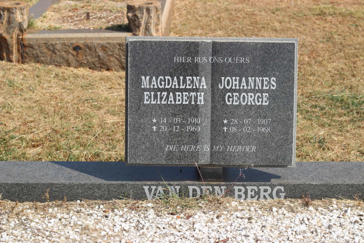 BERG Johannes George, van den 1907-1968 &amp; Magdalena Elizabeth 1910-1960