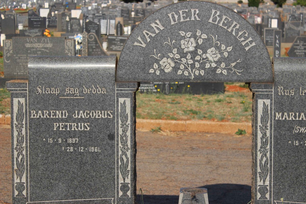 BERG Barend Jacobus Petrus, van der 1897-1961