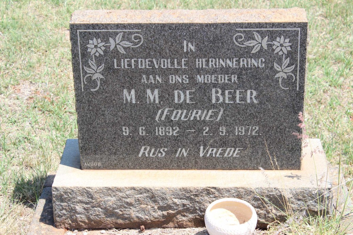 BEER M.M., de nee FOURIE 1892-1972