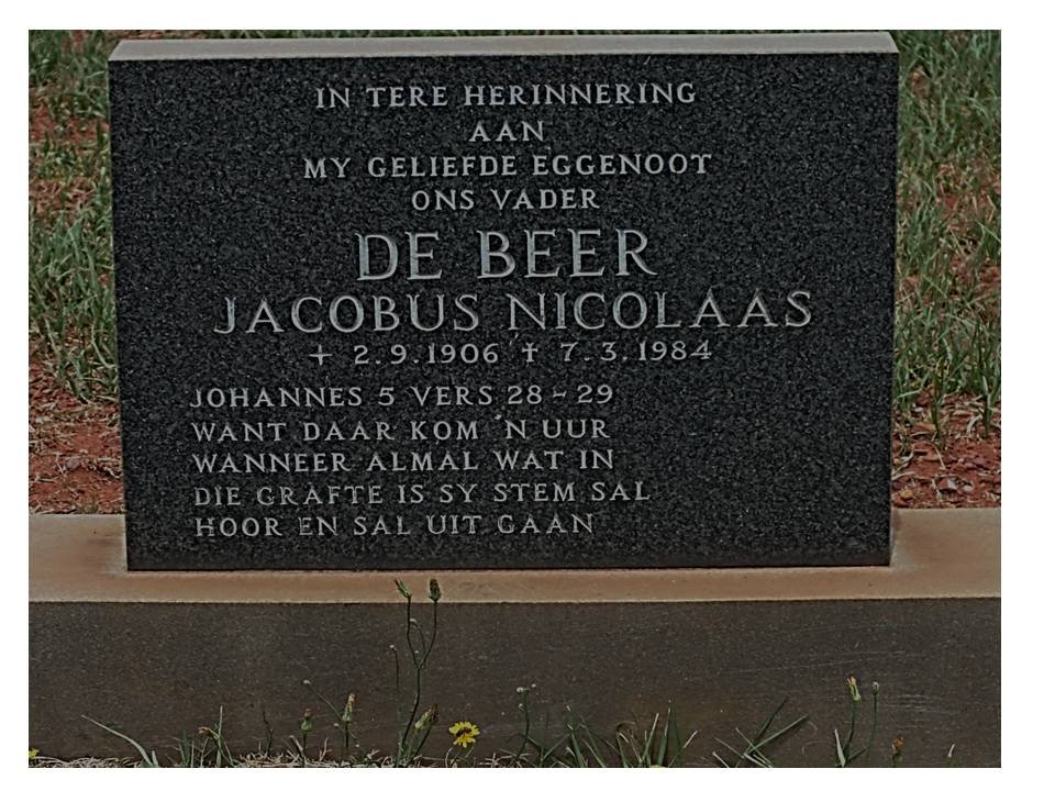 BEER Jacobus Nicolaas, de 1906-1984